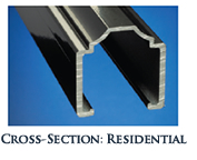 Residential Rail profile, 1 1.8" x 1" with 5/8" Std Pickets. Clean and elegant it keeps a space open while giving you security